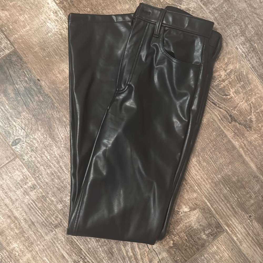 90’s straight ultra high rise leather pants.